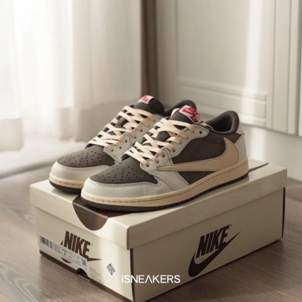 圖片 ISNEAKERS｜男女鞋Travis Scott x Air Jordan 1 Low OG “ Reverse Mocha ” DM7866-162 摩卡倒勾