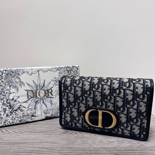 圖片 Dior 30 Montaigne 深藍老花二合一鍊包