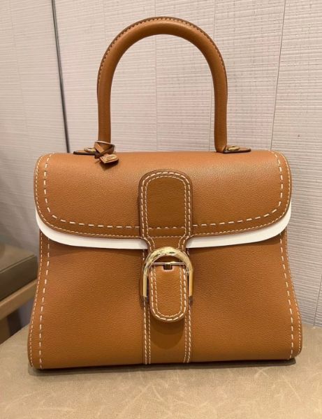 圖片 Delvaux Rodeo 粒紋小牛皮中款 Brillant MM包 焦糖色