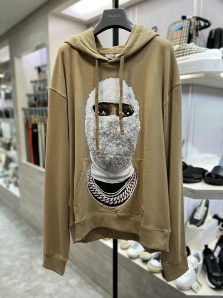 圖片 Ih Nom Uh Nit 怪奇物語 男女同款 珍珠面罩 連帽純棉衛衣上衣 米色 S/M/L/XL