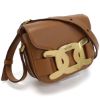 圖片 Tod's Catena 光澤小牛皮翻蓋馬鞍包 焦糖色 ﻿TODS