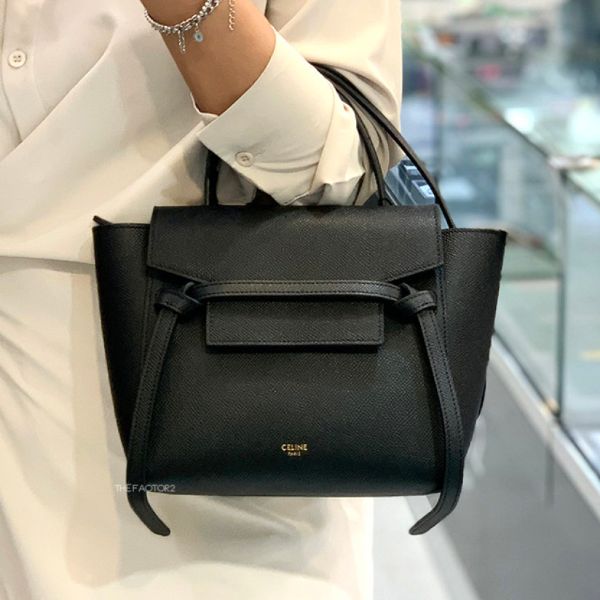 圖片 Celine 壓紋珠地小牛皮袖珍型 Nano Belt 鯰魚包 黑色