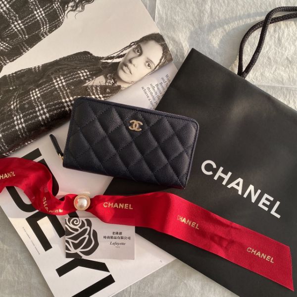 圖片 CHANEL COCO 深藍色拉鍊中夾