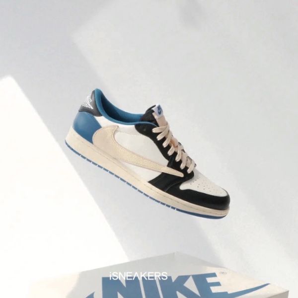 圖片 iSNEAKERS｜ Travis Scott Fragment Air Jordan 1 藤原浩倒勾 閃電藍 DM7866-140