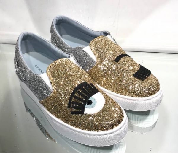 圖片 Chiara Ferragni CF871 金銀雙色眨眼厚底樂福球鞋 35/36/38