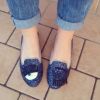 圖片 Chiara Ferragni CF808 深藍色銀色滾邊眨眼低跟樂福鞋 IT 35/36/38