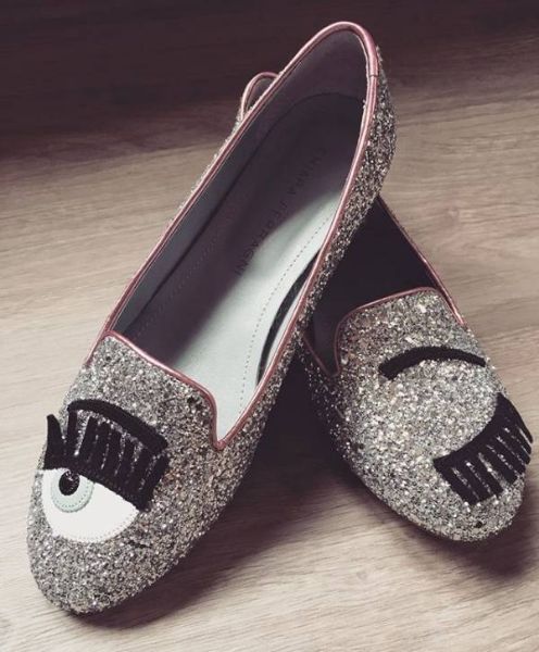 圖片 Chiara Ferragni CF 800 銀色粉紅滾邊眨眼低跟樂福鞋 IT 35/36/37/38