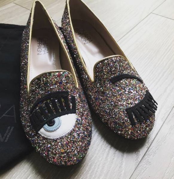 圖片 Chiara Ferragni CF810 五彩金色滾邊眨眼低跟樂福鞋 35/37/38