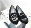 圖片 Chiara Ferragni CF1219 黑白對比亮片眨眼低跟樂福鞋 IT 36/38