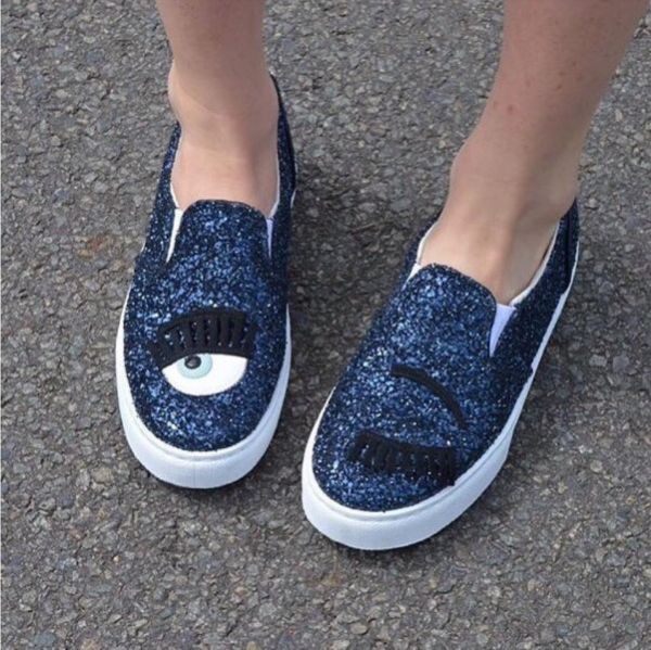 圖片 Chiara Ferragni CF652 藍色眨眼厚底樂福球鞋 EU 36