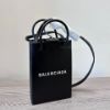 圖片 Balenciaga logo Shopping 黑色皮革手機包