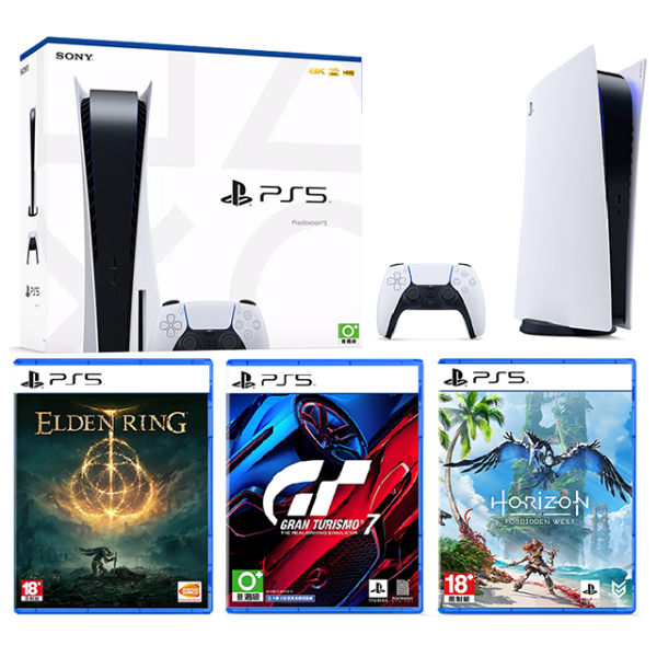 圖片 SONY PS5 主機 CFI-1118A 825G 825GB 白色 光碟機版 光碟版 三大神作遊戲片 超值優惠價 台灣公司貨【台中恐龍電玩】