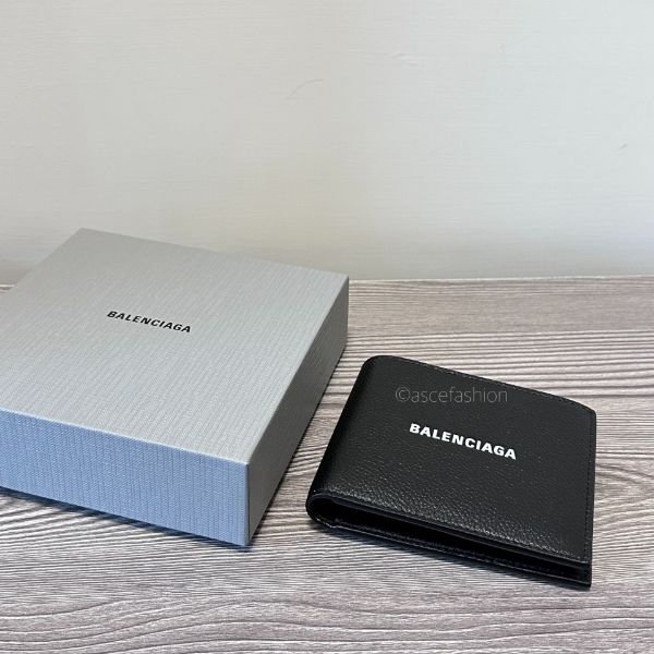 圖片 Balenciaga 經典logo黑色皮革八卡短夾