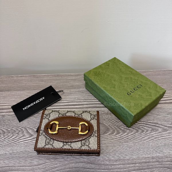 圖片 Gucci 1955 Horsebit 棕色老花零錢袋短夾