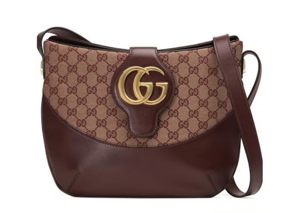 圖片 【現貨在台】Gucci 專櫃真品 Arli GG 織布皮革拼接磁釦斜肩背包