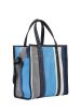 圖片 【現貨在台】BALENCIAGA Bazar  S 小款 皮革 藍白灰 條紋 購物包 托特包 