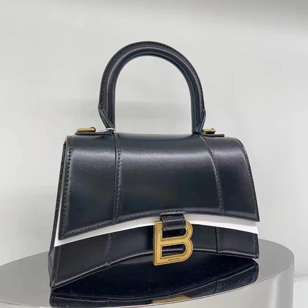 圖片 Balenciaga 592833 Hourglass XS Box小牛皮沙漏包 黑色