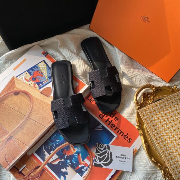 圖片 Hermès Oran牛仔系列 經典H LOGO平底涼鞋/拖鞋