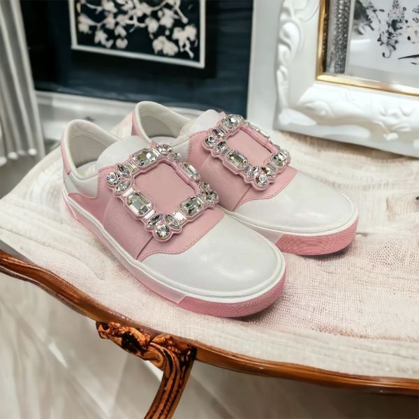 圖片 Roger Vivier 女款 Viv' Golf鑽扣皮革運動鞋 白色/粉色 IT35/35.5/36.5/37/37.5/39