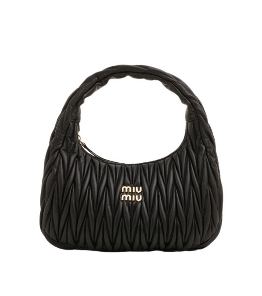 圖片 Miu Miu 5BC108 Wander Matelasse 納帕軟皮半月形包 黑色