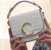 圖片 Chloe C Mini 迷你鱷魚壓紋小牛皮兩用包 白灰色