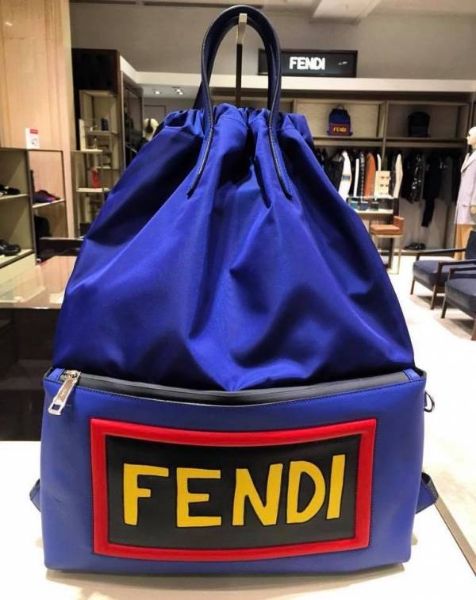 圖片 Fendi 7VZ034 Vocabulary 牛皮及PVC 手提後背兩用包 藍色