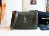 圖片 Saint Laurent 聖羅蘭 YSL 中款 Sunset 粒面小牛皮日落包 黑色