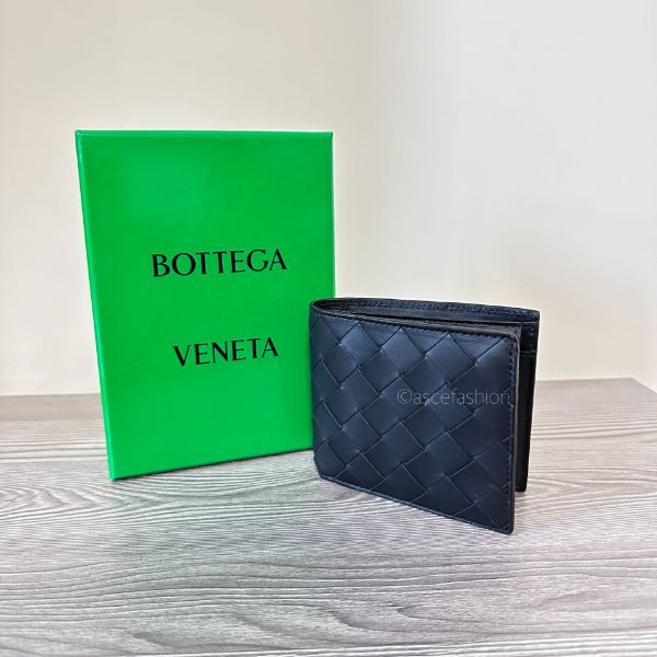 圖片 Bottega Veneta 中格紋編織黑色零錢袋短夾
