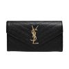 圖片 SAINT LAURENT YSL MONOGRAM粒面壓紋 金字黑色 翻蓋長夾 372264BOW011000