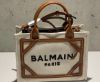 圖片 Balmain B-Army 皮革鑲嵌迷你帆布購物包 棕色