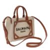 圖片 Balmain B-Army 皮革鑲嵌迷你帆布購物包 棕色