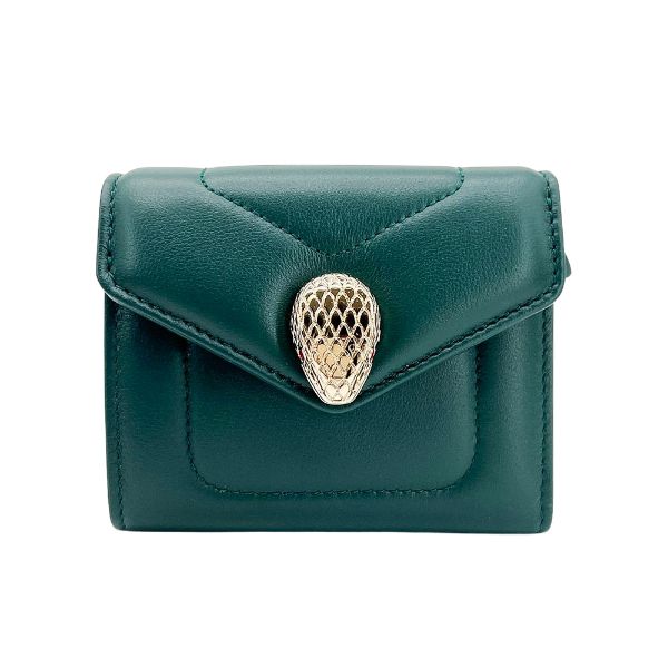 圖片 Bvlgari Serpenti Reverse三折釦式零錢袋短夾(292576-翡翠綠)
