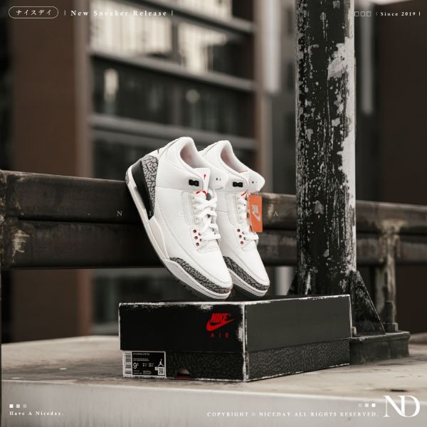 圖片 NICEDAY 現貨 Air Jordan 3 白水泥 爆裂文 DN3707-100