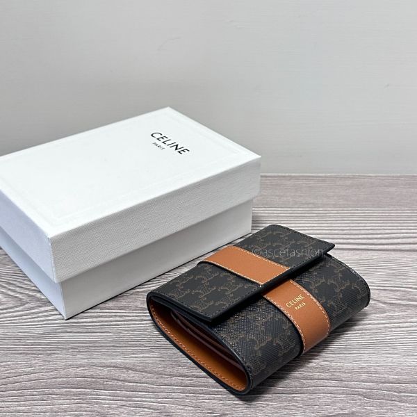 圖片 Celine Strap 棕色老花三折短夾