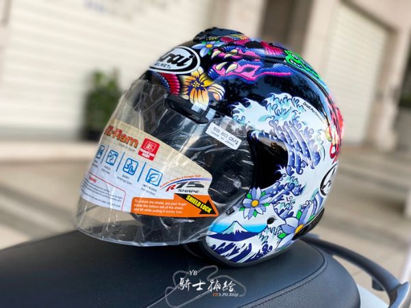 圖片 ARAI VZ-RAM ORIENTAL BLACK 亮黑 浮世繪 頂級 3/4 半罩 VZ RAM
