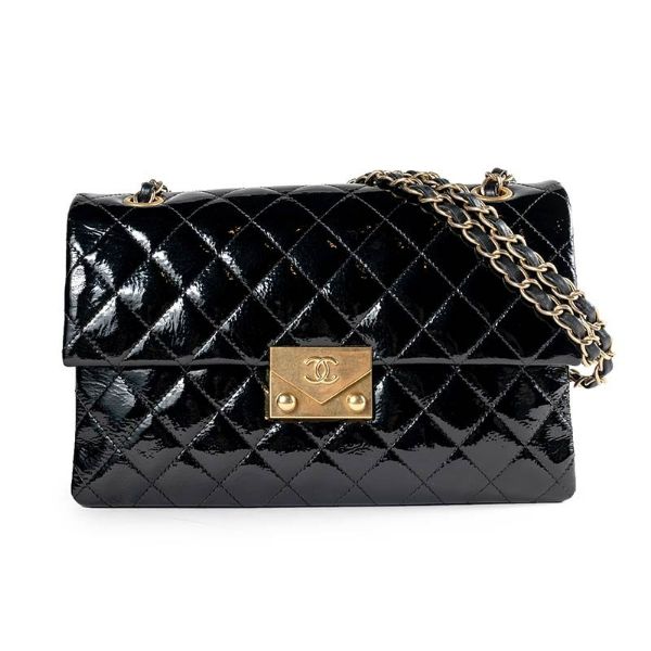 圖片 【CHANEL】菱格紋漆皮肩背包 黑