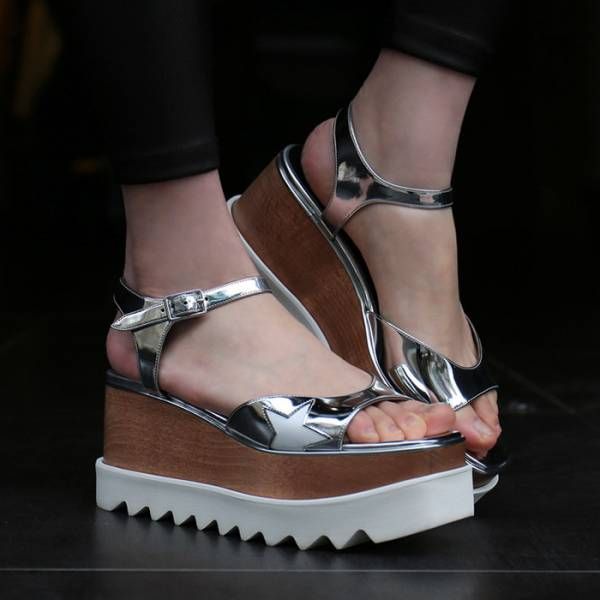 圖片 Stella McCartney Elyse 銀色星星 厚底露趾涼鞋 EU 38.5/39.5(大半碼適合39/40)