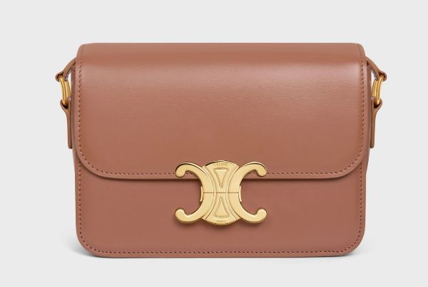 圖片 2023新季品❥ Celine 專櫃真品  Celine Teen Triomphe 光面小牛皮肩背包 青銅色