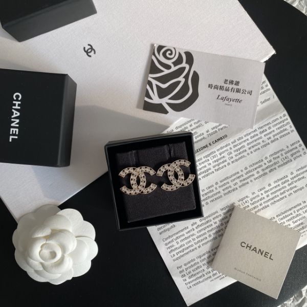 圖片 CHANEL 23S 大LOGO鑽耳環