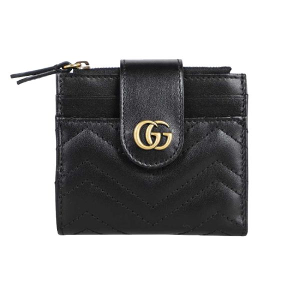 圖片 GUCCI 雙G GG Marmont系列 黑色真皮按扣短夾  672252 DTDHT1000