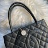 圖片 Chanel vintage 黑銀荔枝希爾頓手提包