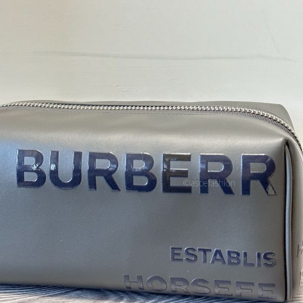 圖片 Burberry Logo 黑灰色皮革手拿包