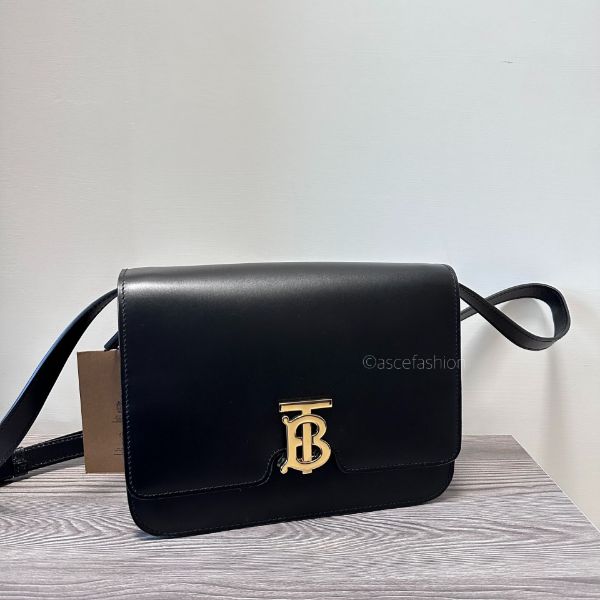 圖片 Burberry TB Logo 黑金色滑皮肩背包 Medium