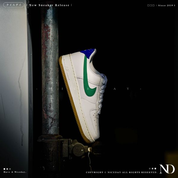圖片 NICEDAY 現貨 Nike Air Force 1 白藍綠 AF1 皮革 女款 DD8959-110