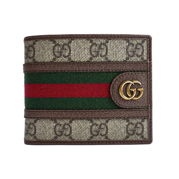 圖片 Gucci 經典GG Ophidia 帆布對開短夾(597606-棕)