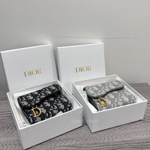 圖片 Dior Saddle 藍色/灰色 三折老花短夾