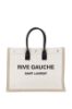 圖片 Saint Laurent 499290 YSL Rive Gauche 亞麻和皮革帆布托特包