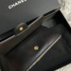 圖片 Chanel 黑金菱格羊皮拉鍊零錢卡包