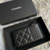 圖片 Chanel 黑金菱格羊皮拉鍊零錢卡包