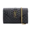 圖片 YSL Mix Matelasse 粒面牛皮壓紋金鍊手拿信封斜背包(620280-黑)